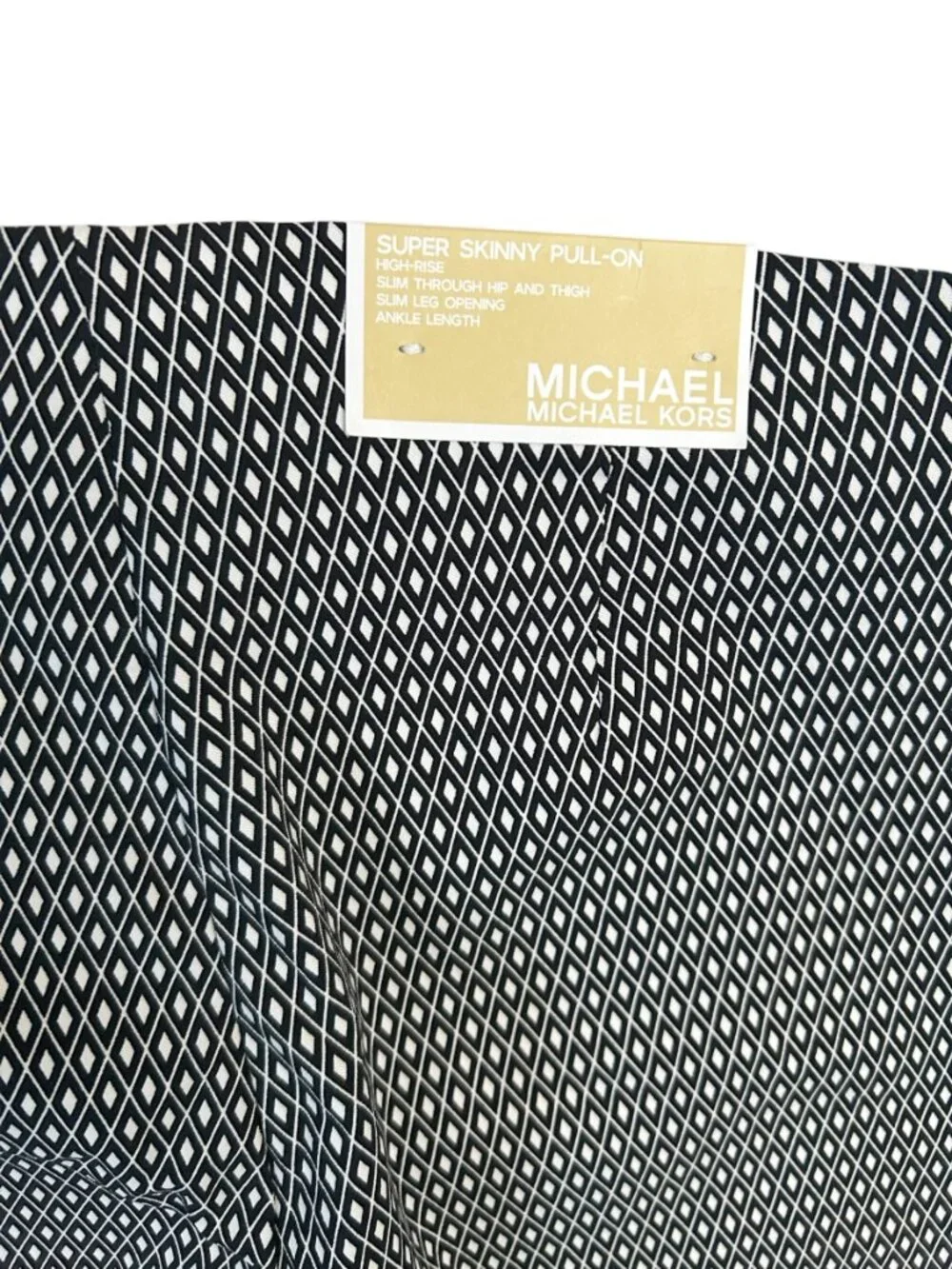 Michael Kors Women's Black White Pull On Super Skinny Ankle Pants Size Large New